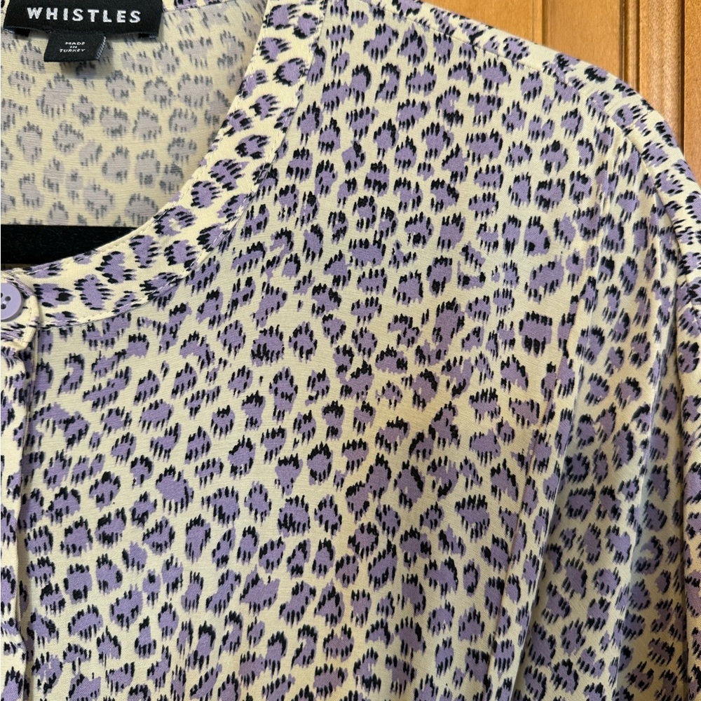 Whistles Midi Dress with Purple Leopard Print NWOT - Picture 2 of 8